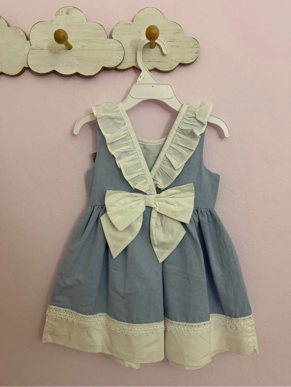 Girls' Light Blue Ruffle Collar Dress